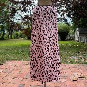 NWOT Pink Leopard Print Flare Skirt